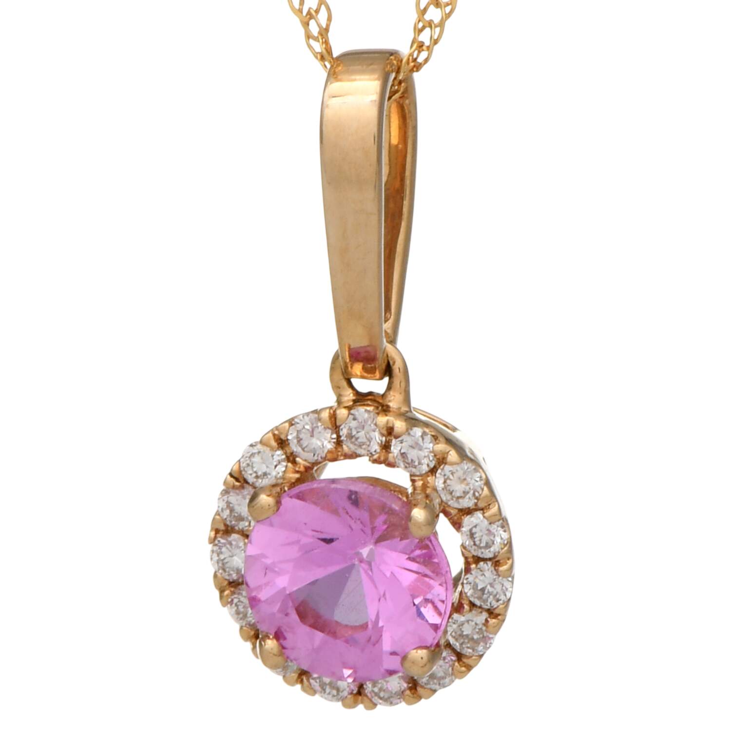 14KY Petite Pink Sapphire(0.65) & Diamond(0.07) Necklace-1