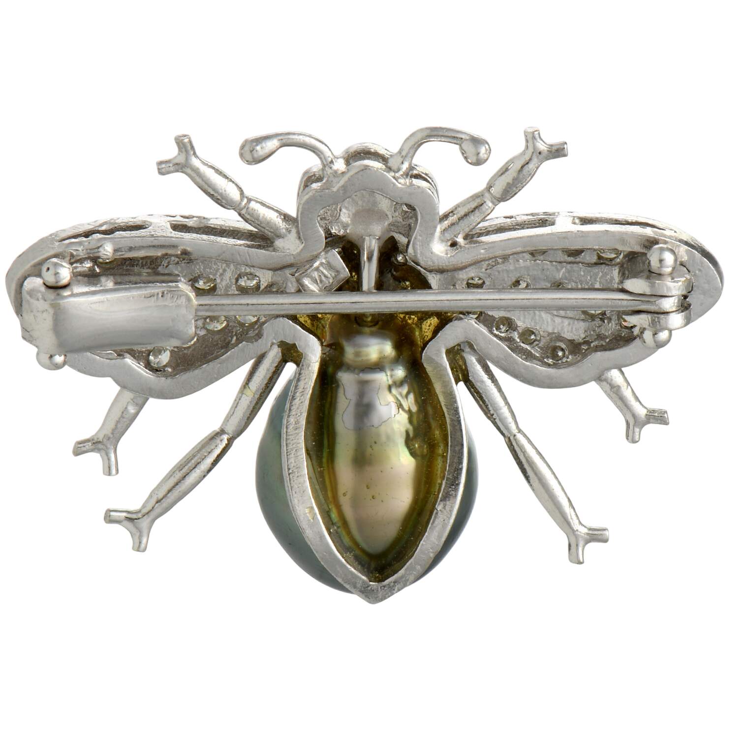 14KW Tahitian Pearl (15.75mm X 11.3mm) & Diamond (.56) Bumble Bee Pin-2