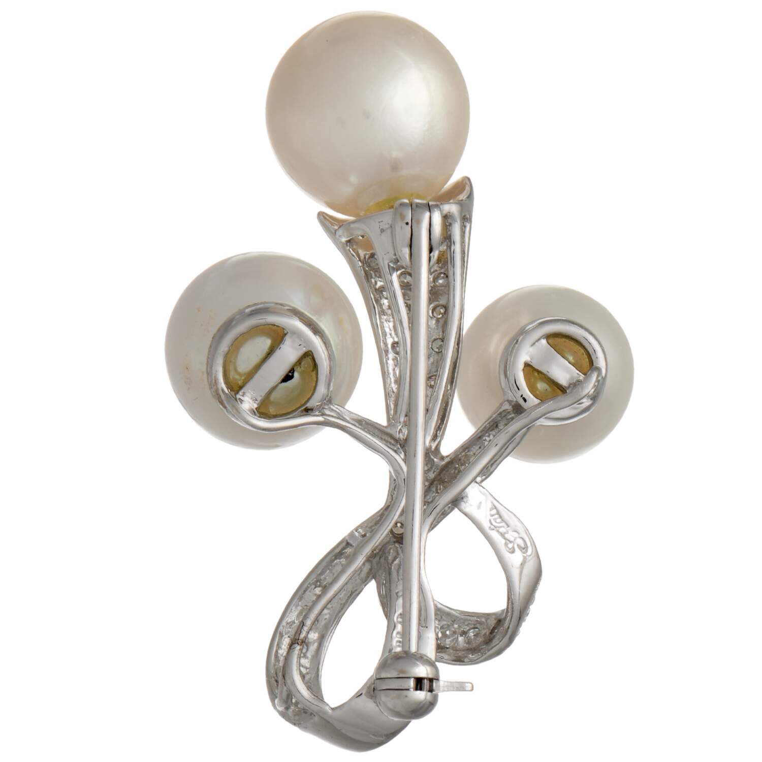 14KW Abstract Pearl(8.8-10.1) & Diamond(0.40) Pave Pin-2