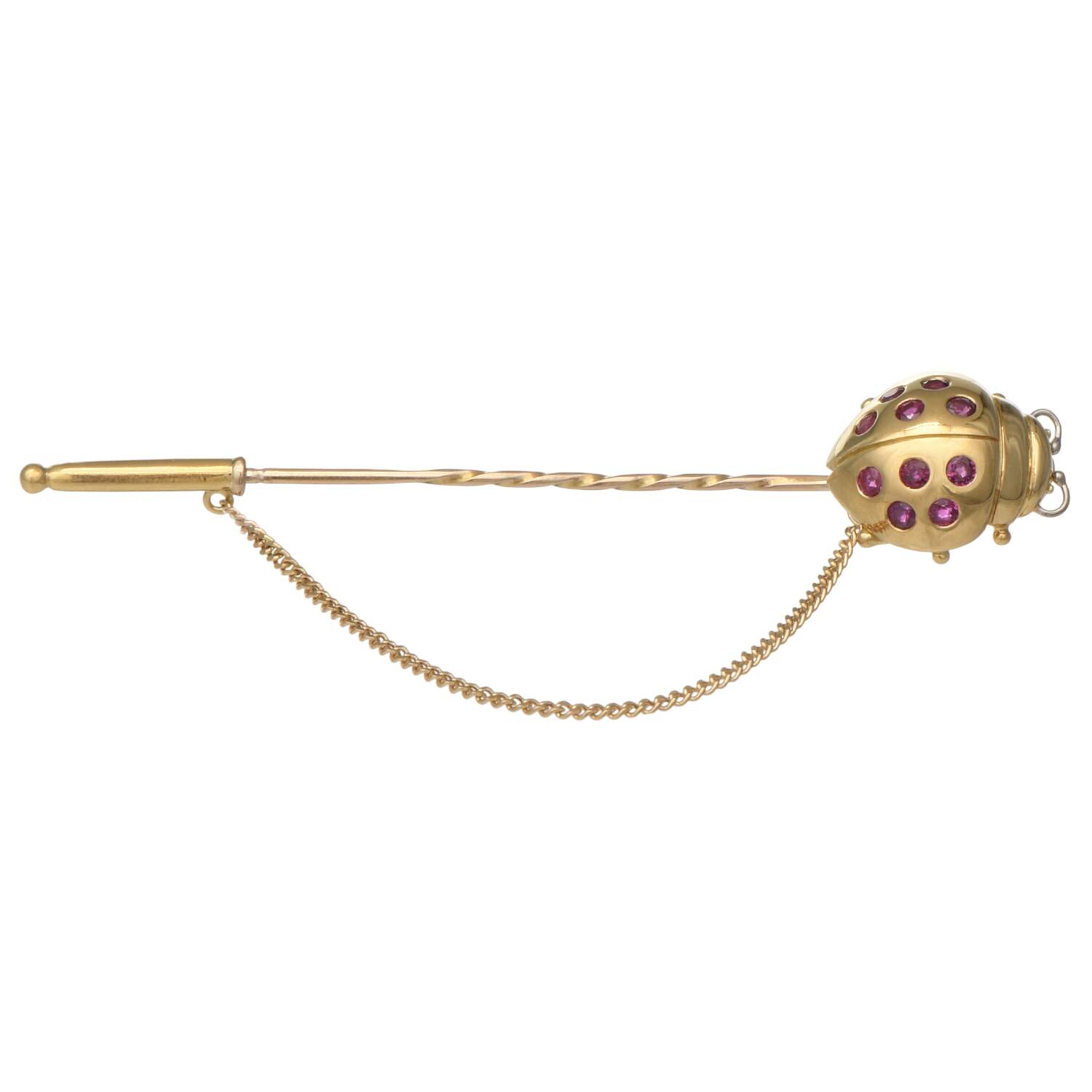 18KY English Ruby(0.30) Ladybug Pin-1