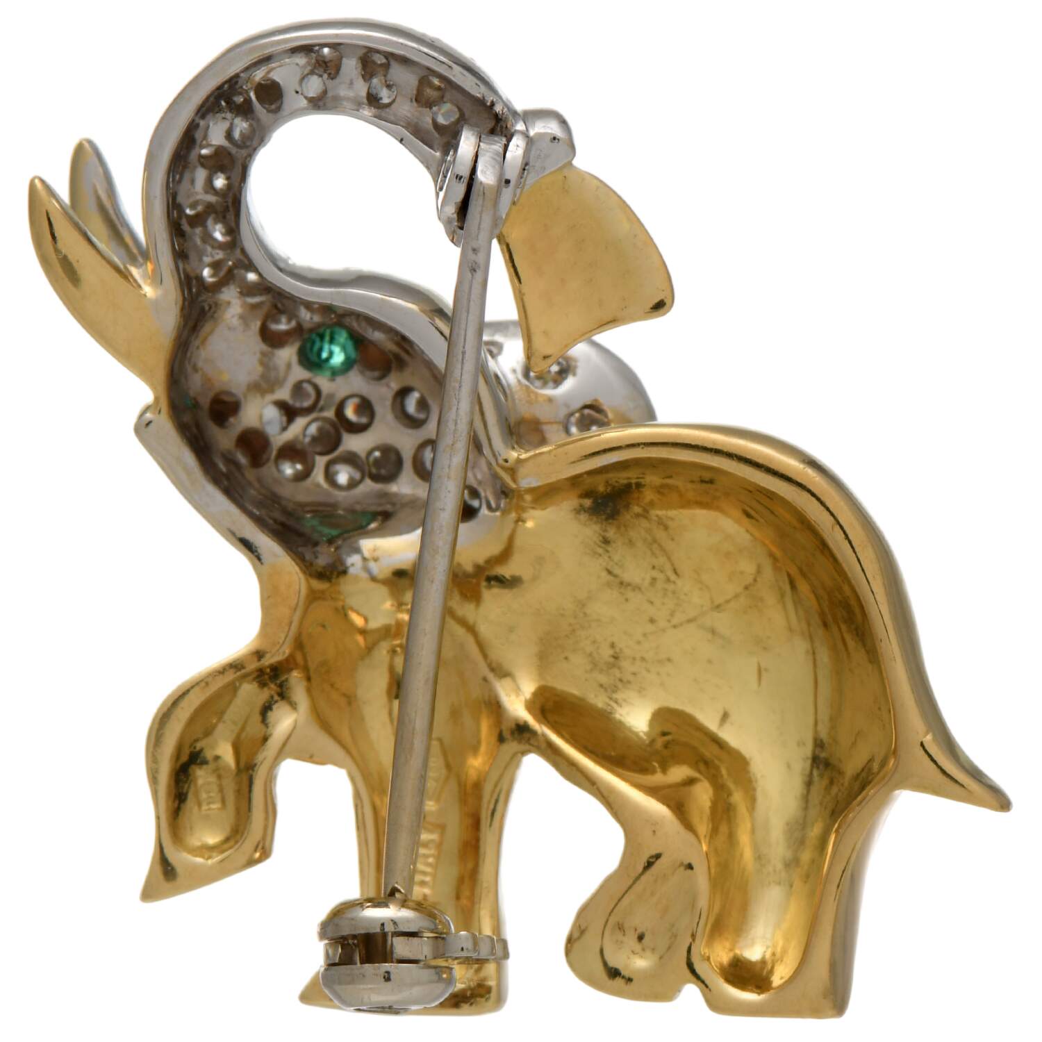 18KY Solid Lucky Elephant Diamond(0.54) Pin-2