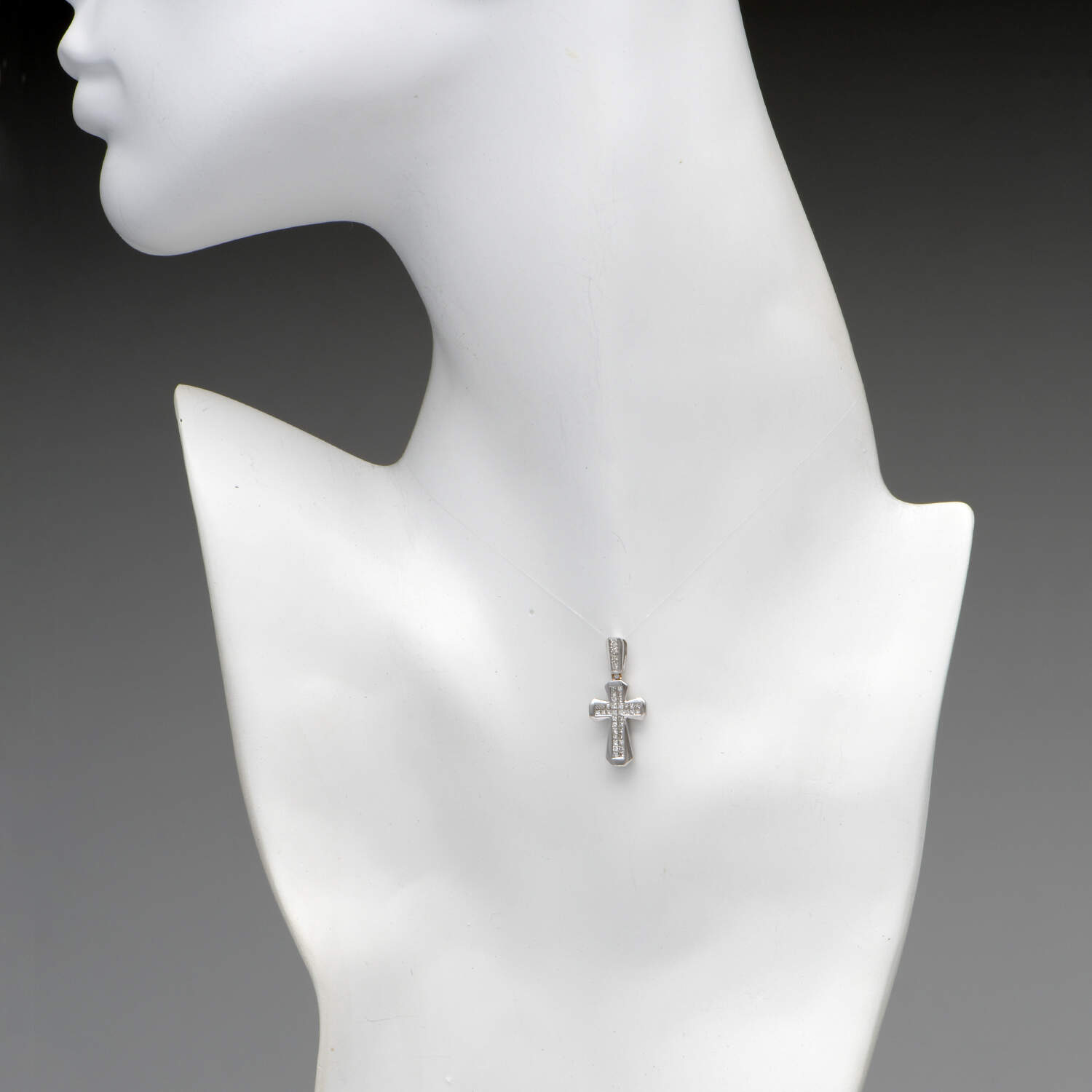 18KW Diamond(0.50) Cross Pendant-3