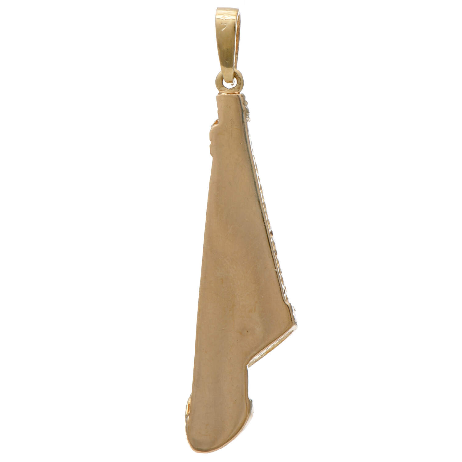 14KY Textured Diamond(0.15) Torah Scroll Pendant-2