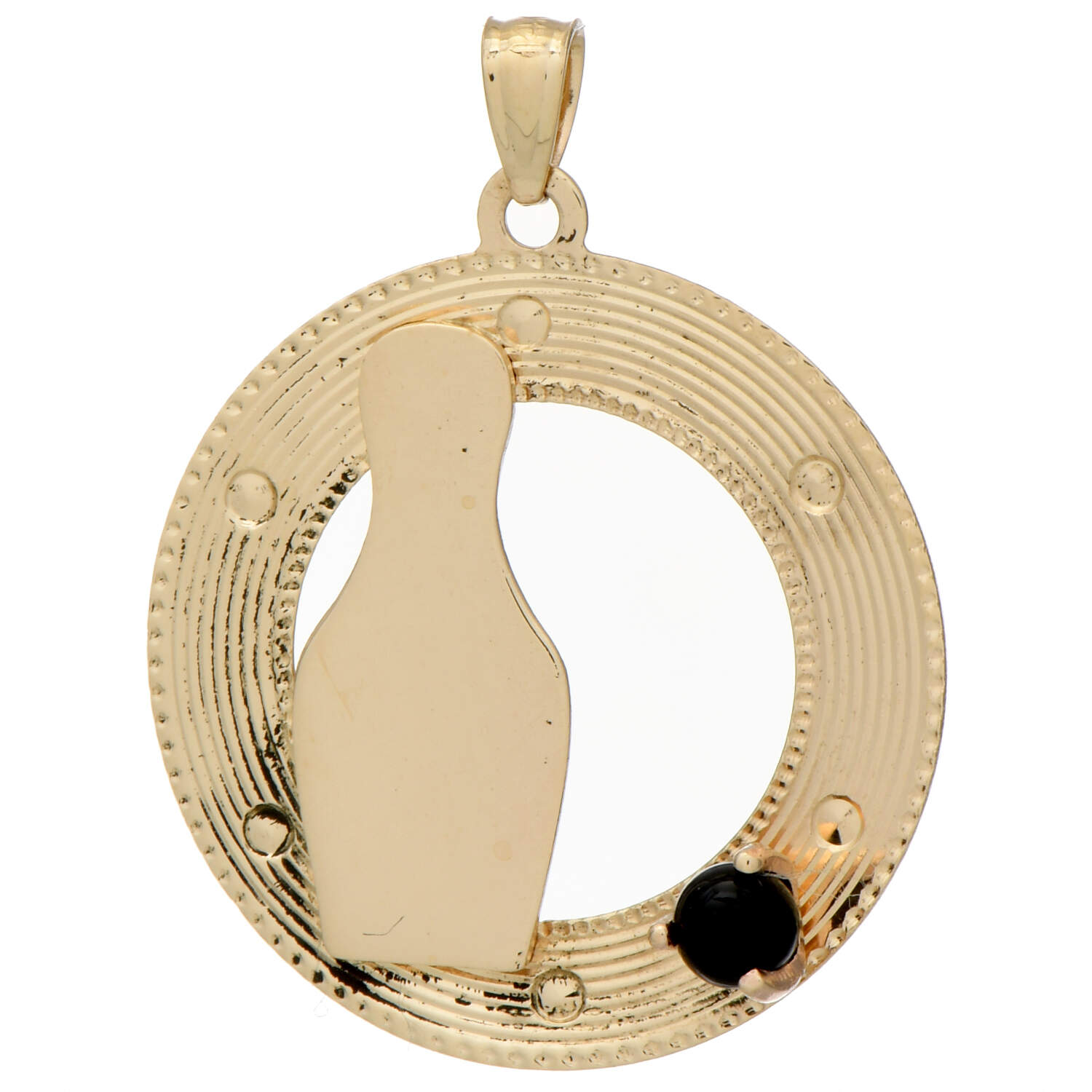 14KY Bowling Pin & Black Onyx Ball Pendant-1
