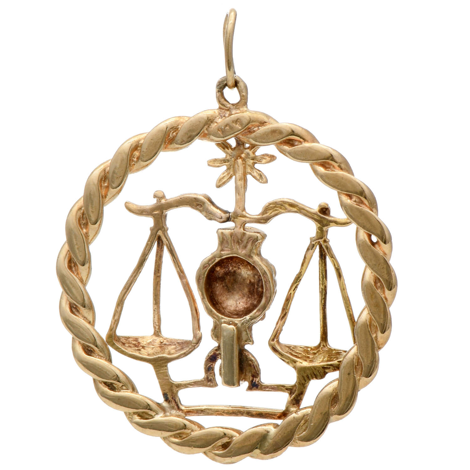 14KY Diamond(0.04) Accent "Libra" Scale Pendant-2