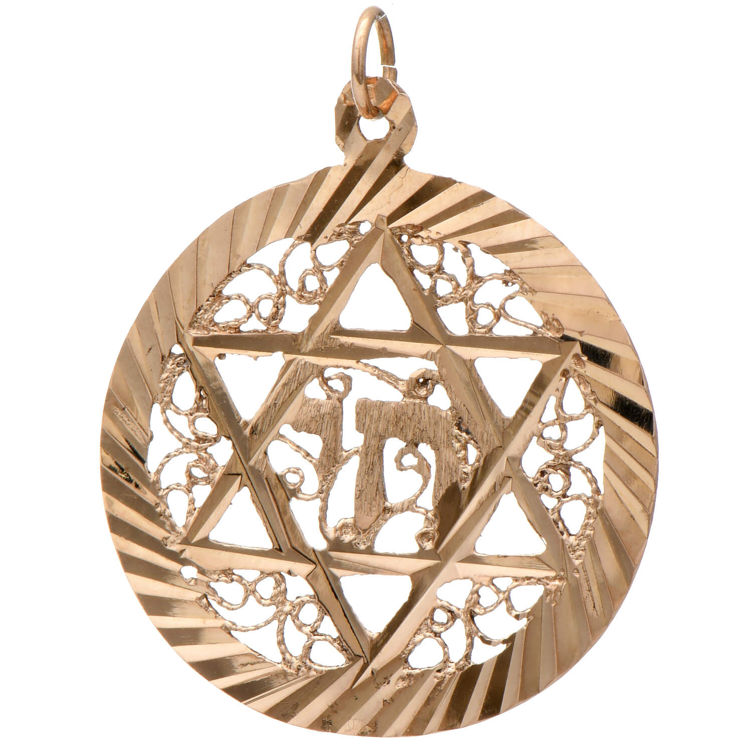 14KY Radiant Star of David Pendant-1