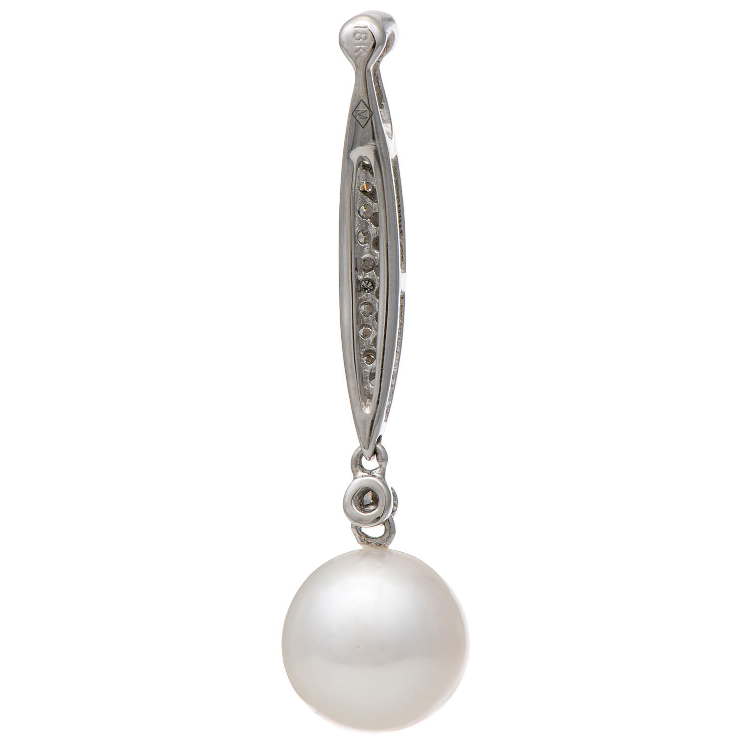 18KW Akoya Pearl & Diamond(0.15) Drop Pendant-2