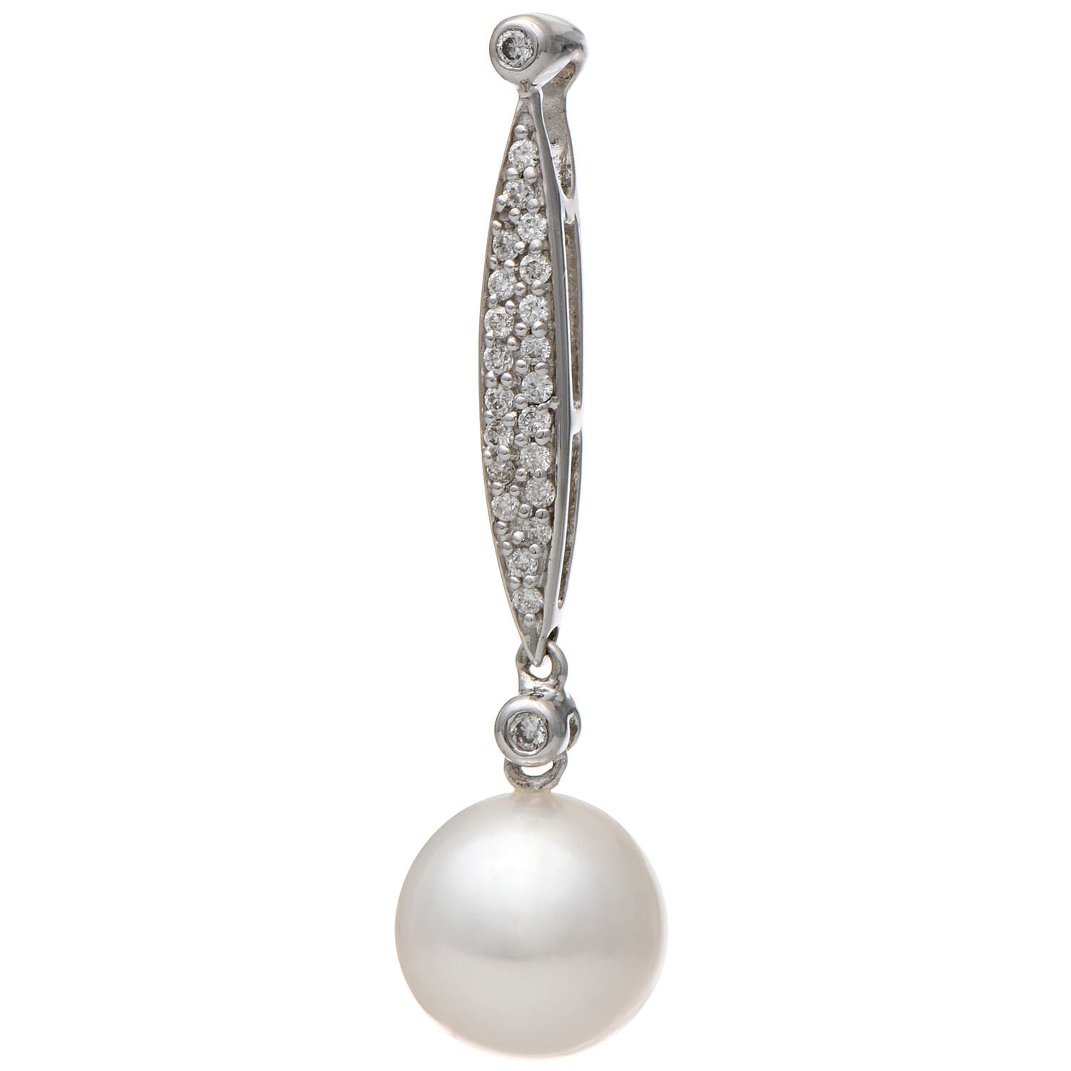 18KW Akoya Pearl & Diamond(0.15) Drop Pendant-1