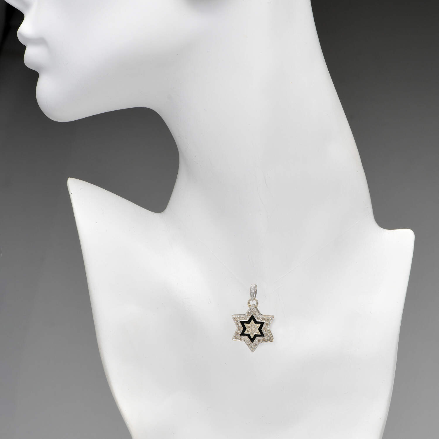 18/14KW Diamond(0.48) & Enamel Star Pendant-3
