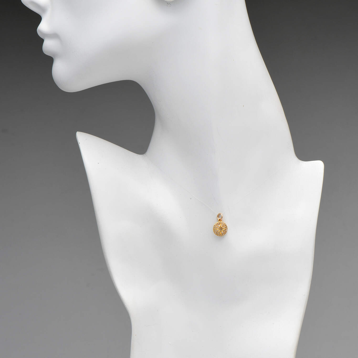 14KY Petite Pave Diamond(0.24) Starburst Pendant-3