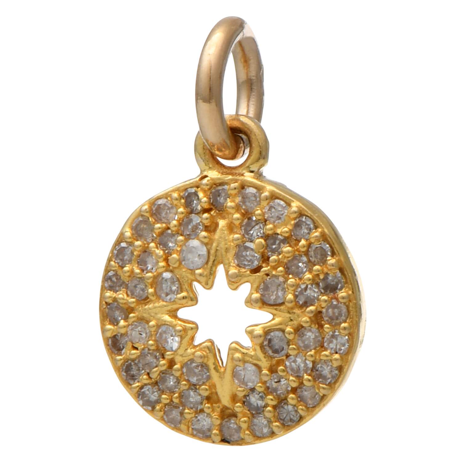 14KY Petite Pave Diamond(0.24) Starburst Pendant-1