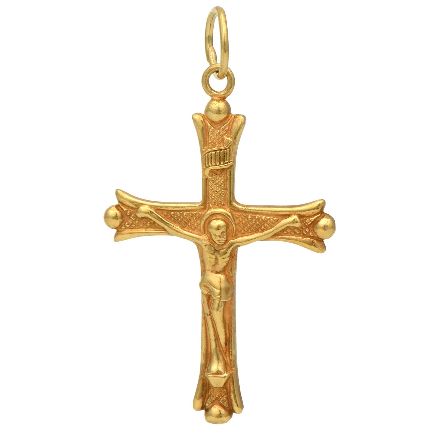 18KY Textured Crucifix Pendant-1