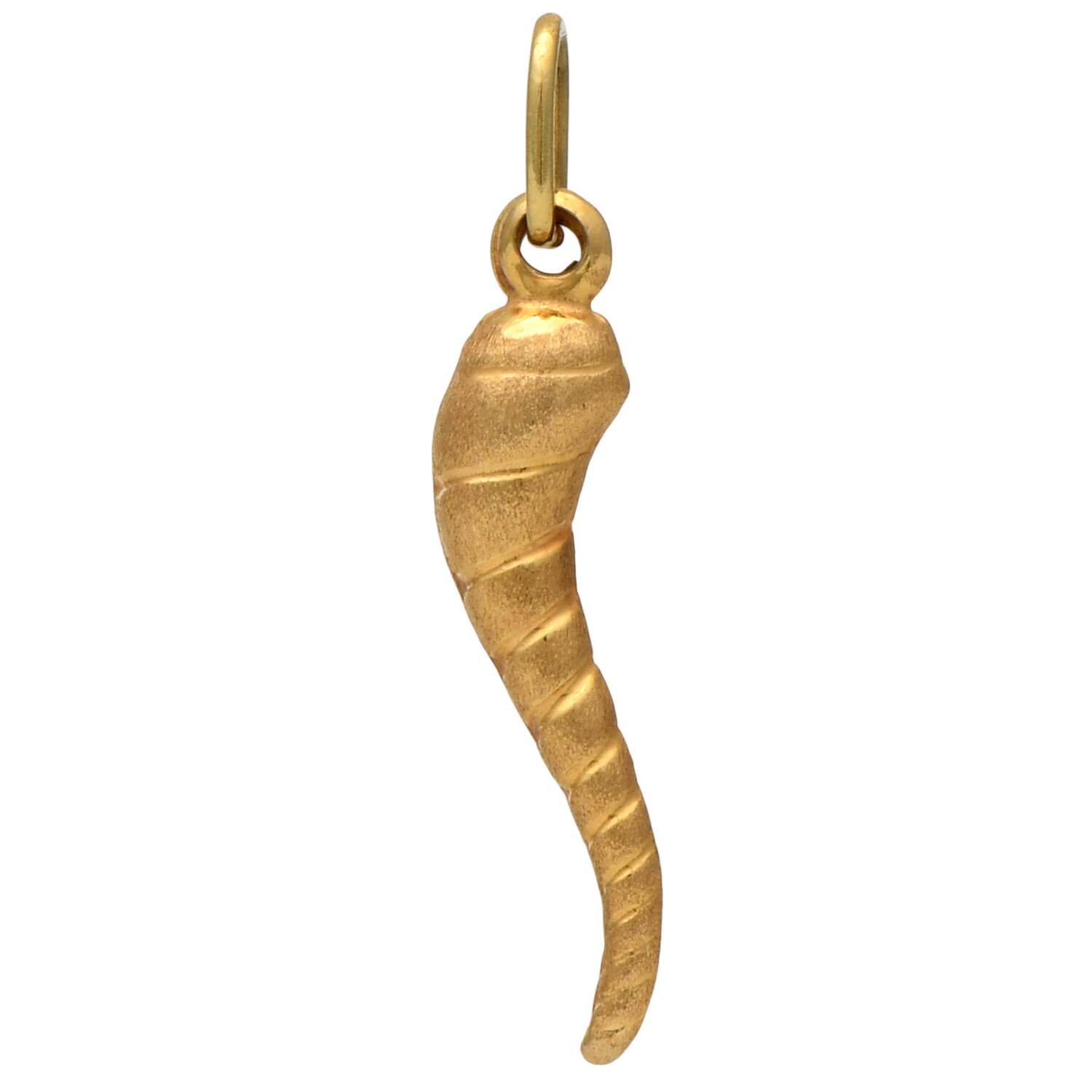 18KY Italian Textured Horn Pendant-1