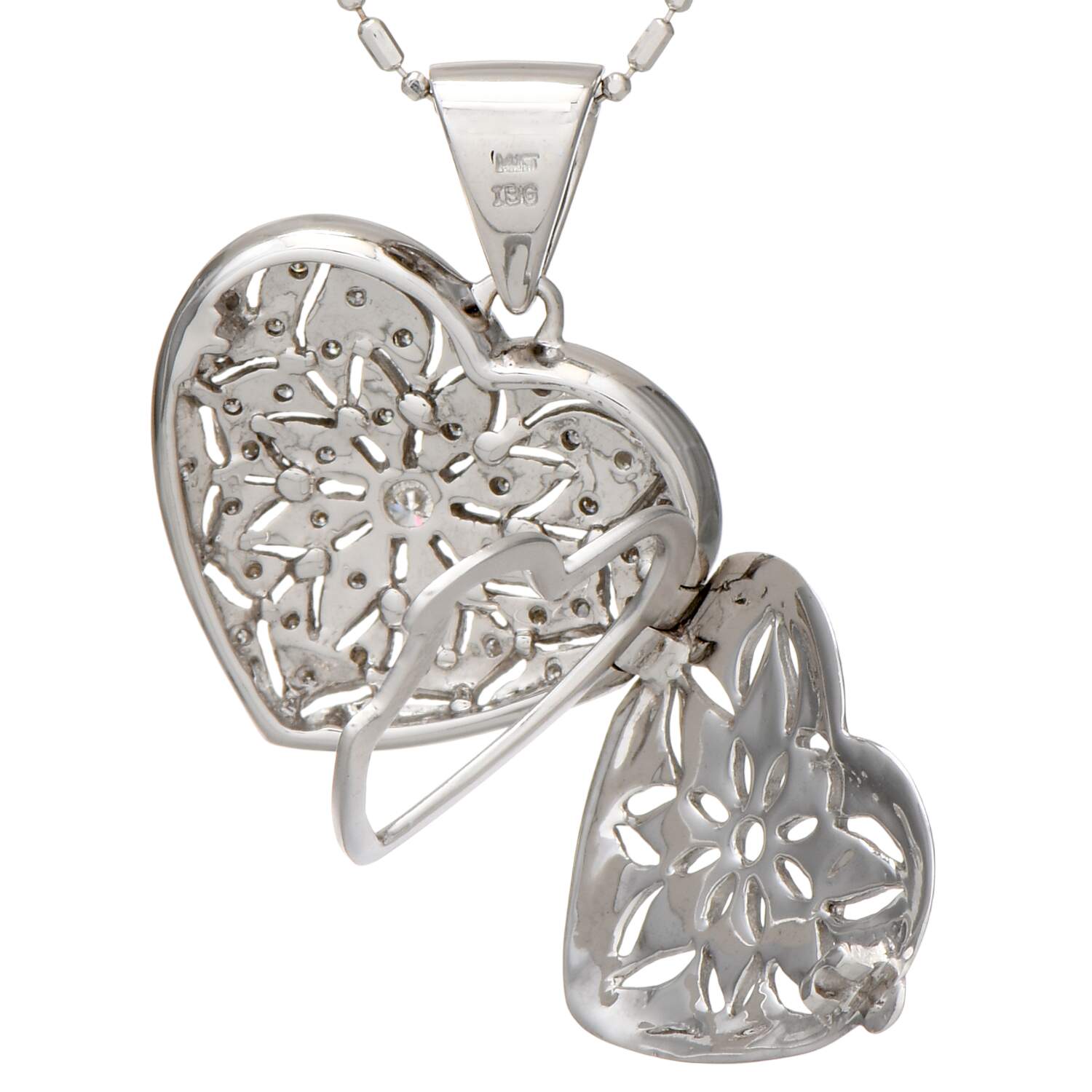 14KW Pave Diamond(0.45) Heart Locket Pendant-4