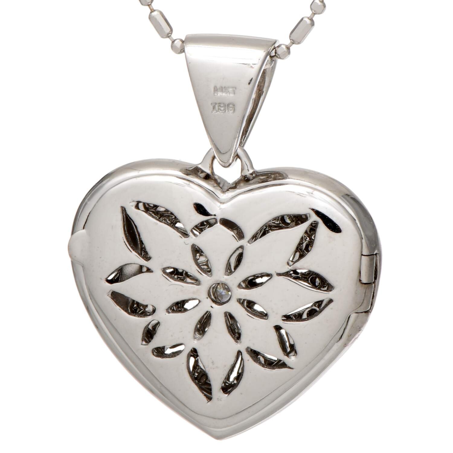 14KW Pave Diamond(0.45) Heart Locket Pendant-2