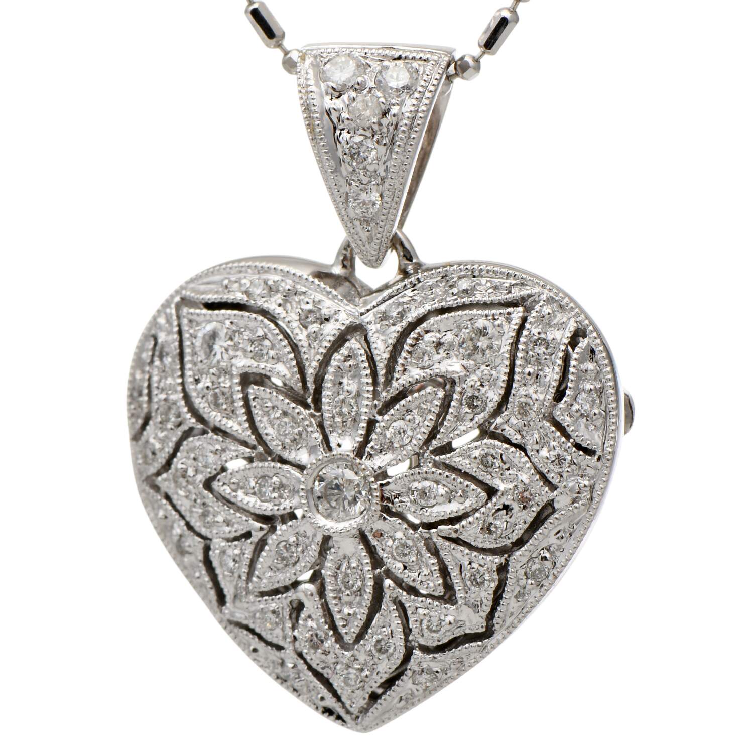 14KW Pave Diamond(0.45) Heart Locket Pendant-1