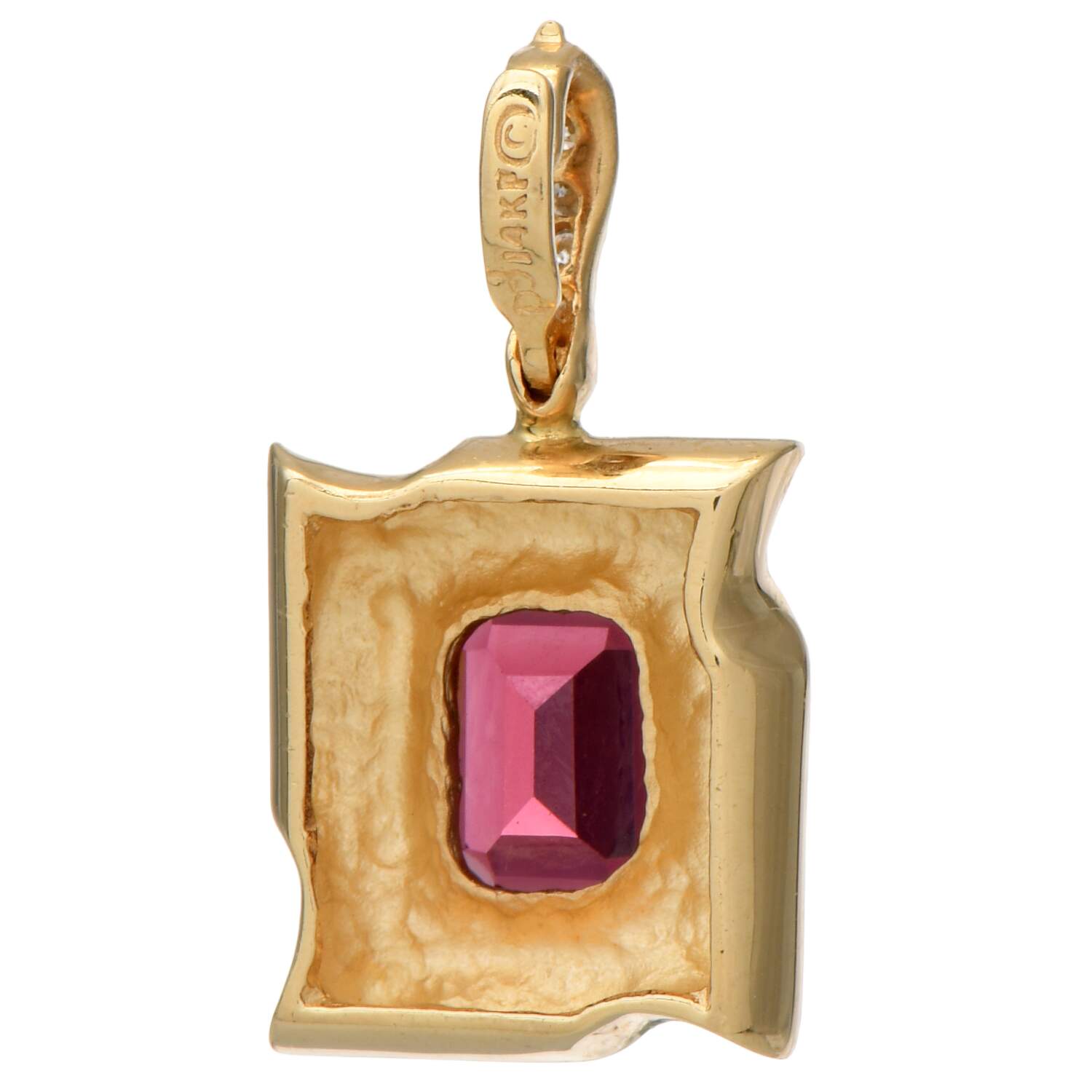 14KY Rhodolite Garnet (2.4) & Diamond (0.12) Enhancer Pendant-2