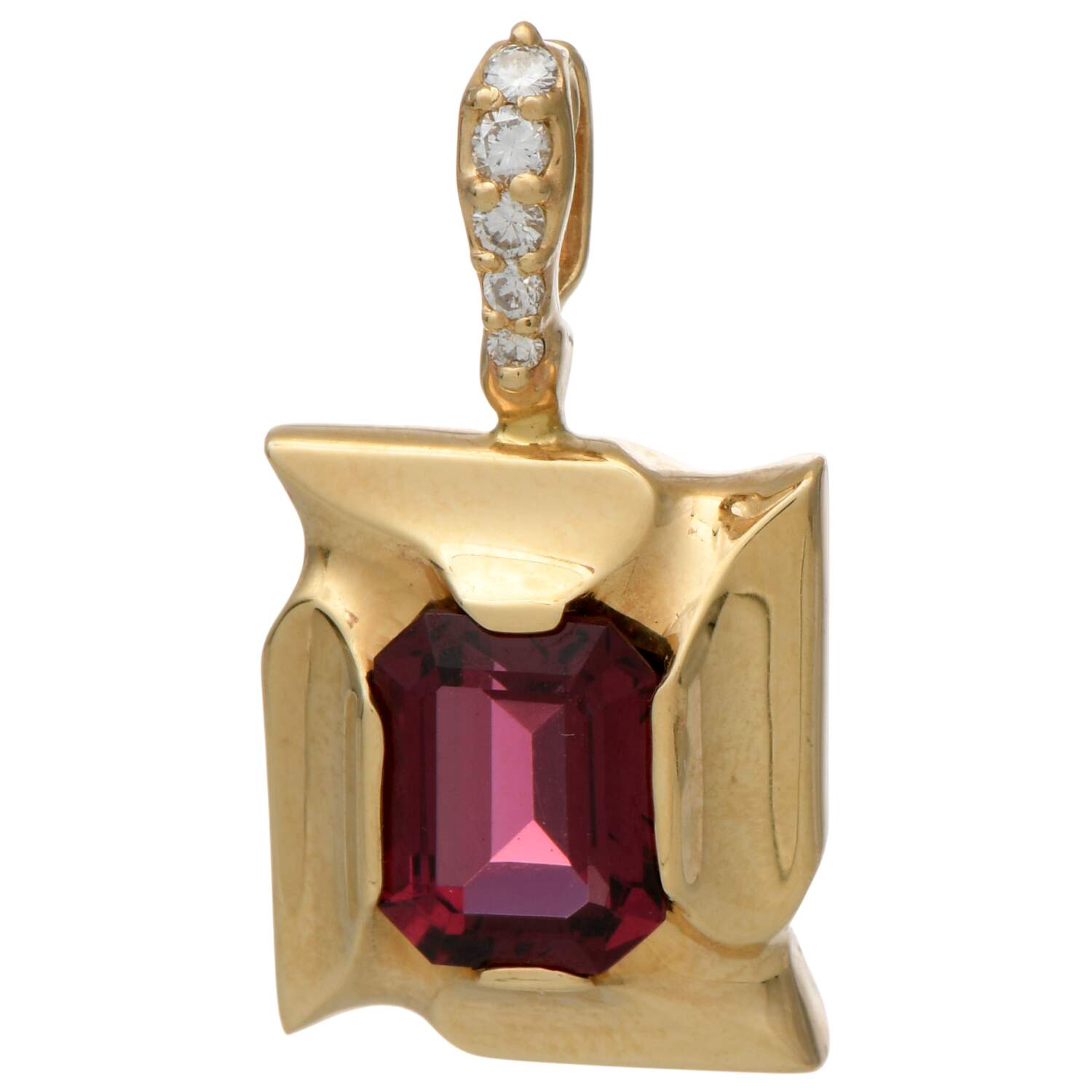 14KY Rhodolite Garnet (2.4) & Diamond (0.12) Enhancer Pendant-1