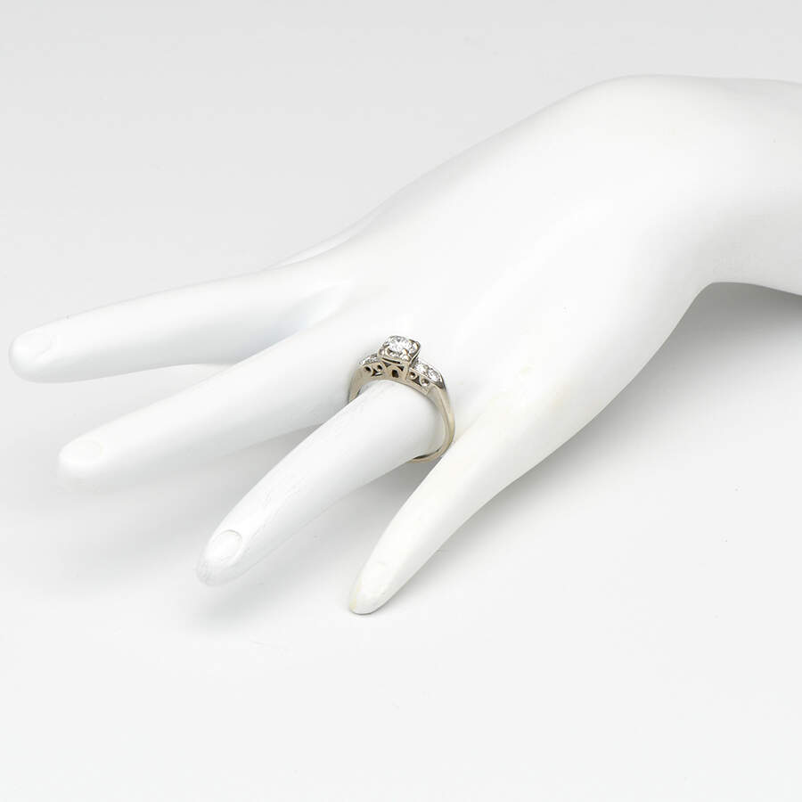 14KW Vintage Diamond(0.63) Bridal Ring-5