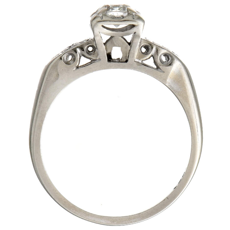 14KW Vintage Diamond(0.63) Bridal Ring-4