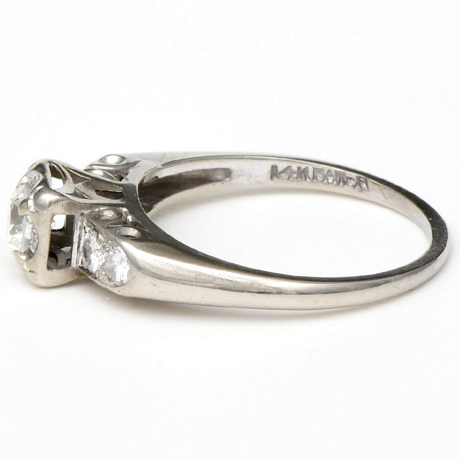 14KW Vintage Diamond(0.63) Bridal Ring-3