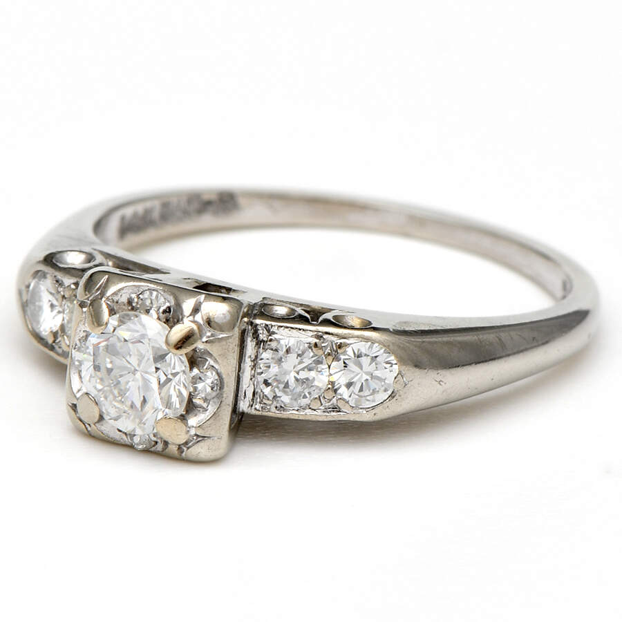 14KW Vintage Diamond(0.63) Bridal Ring-1