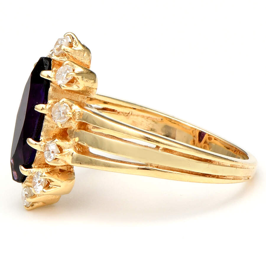 14KY Vintage Amethyst(1.10) & Diamond(0.30) Ring-3