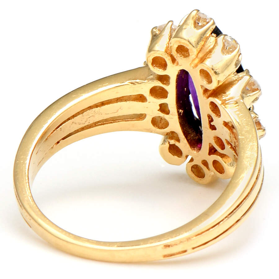 14KY Vintage Amethyst(1.10) & Diamond(0.30) Ring-2