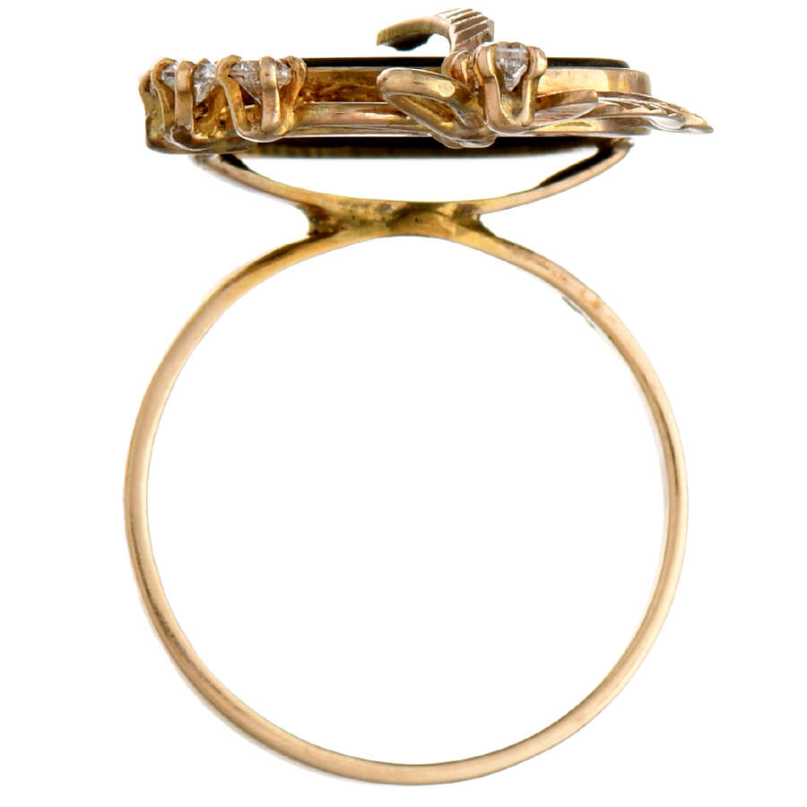 10KY Vintage Onyx & Cubic Zirconia Bow Ring-4
