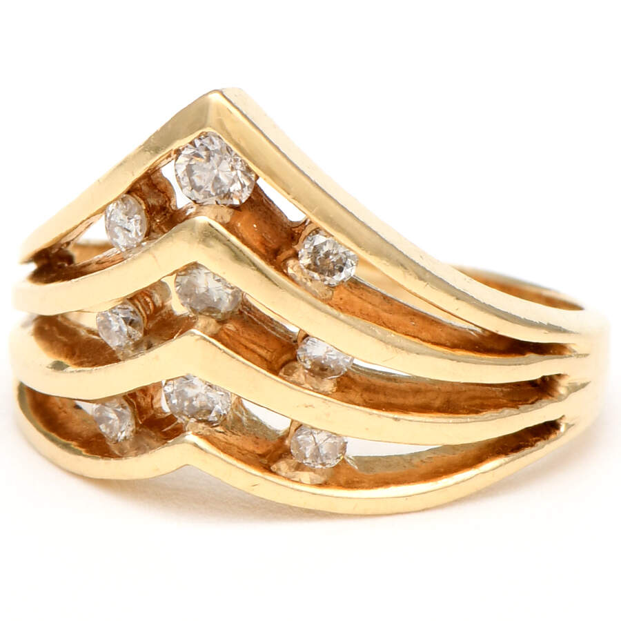 14KY Vintage Diamond(0.27) Chevron Ring-1