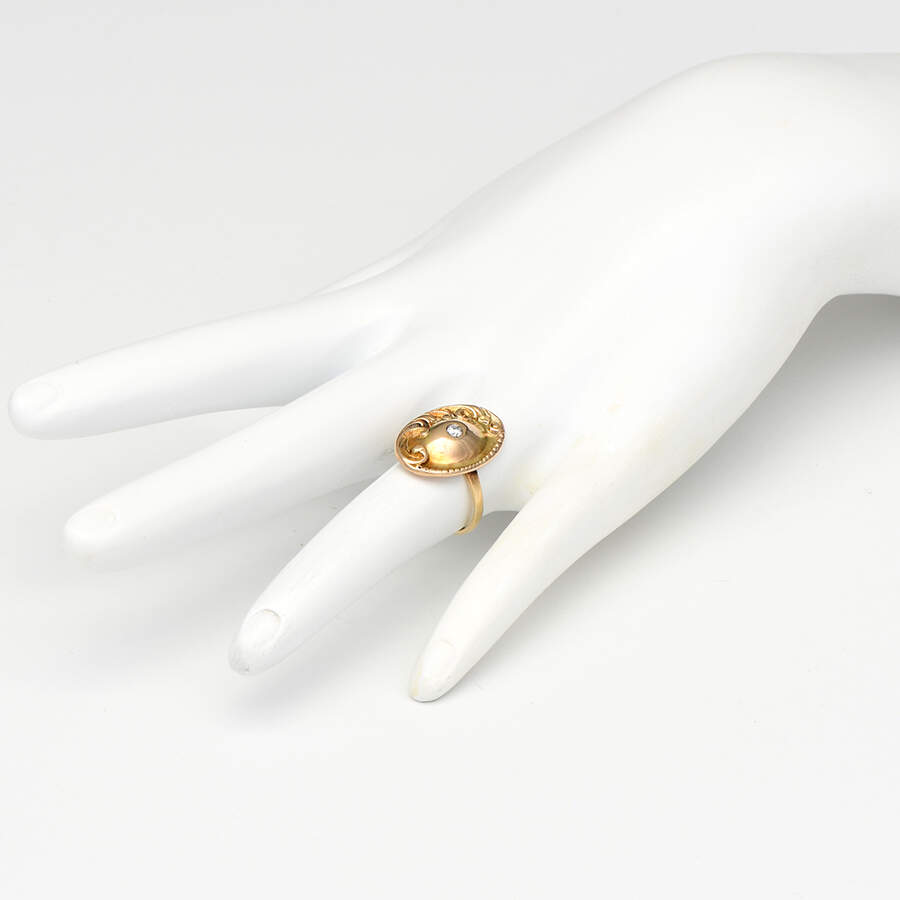 14KY Art Nouveau Diamond Accented Floral Ring-5