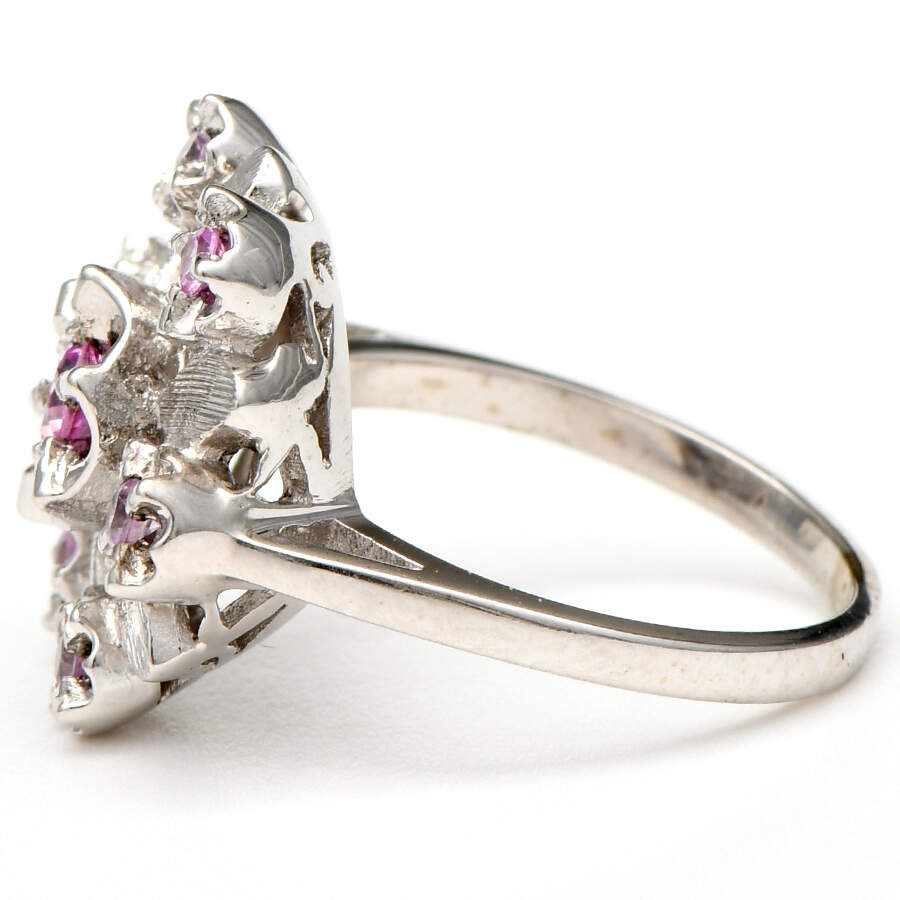 14KW Pink Tourmaline & Sapphire Flower Ring-3