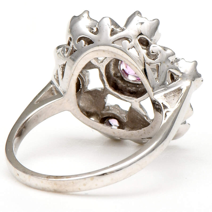14KW Pink Tourmaline & Sapphire Flower Ring-2