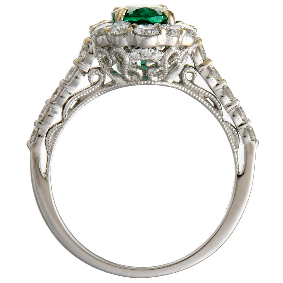 18KW Emerald(1.08) & Diamond(0.87) Ring-4