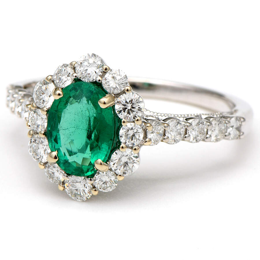 18KW Emerald(1.08) & Diamond(0.87) Ring-1