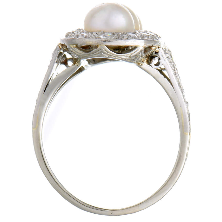 Platinum Edwardian Cultured Pearl & Diamond (.66) Ring-5