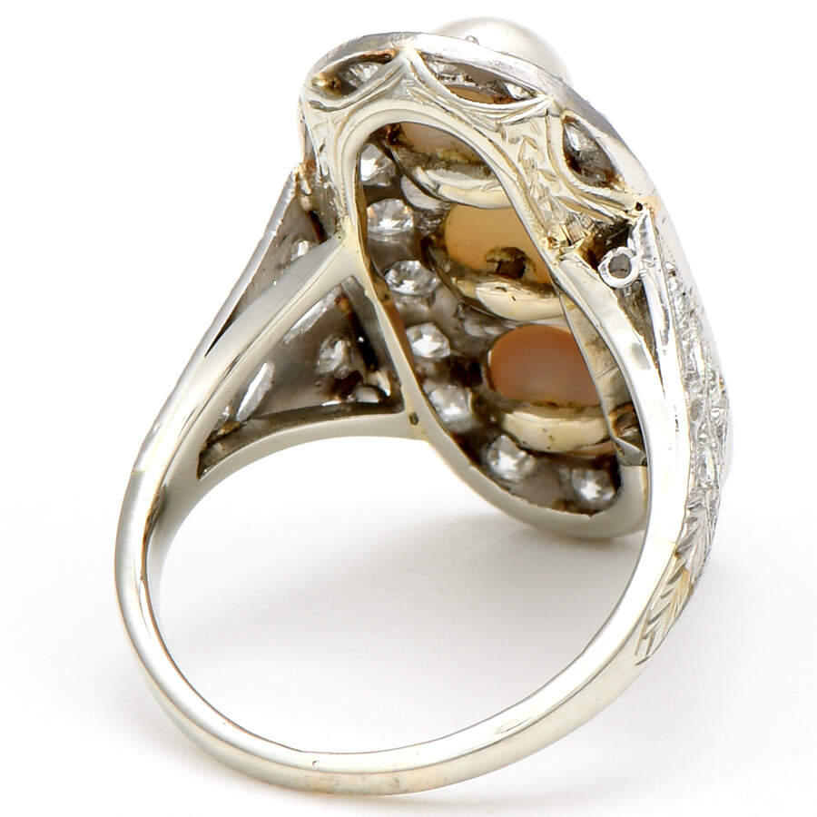 Platinum Edwardian Cultured Pearl & Diamond (.66) Ring-3