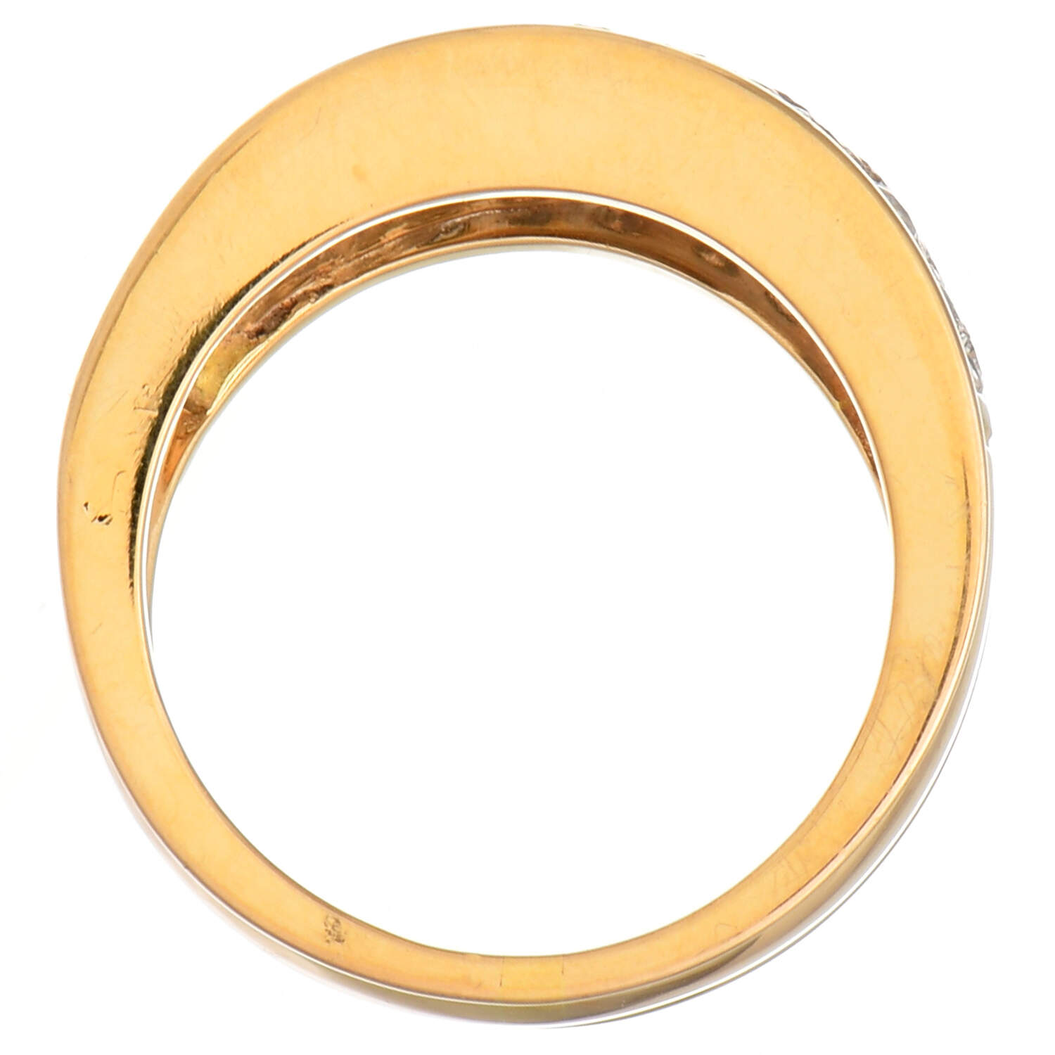 18KYW Three Row Pave Diamond(1.24) Band Ring-4
