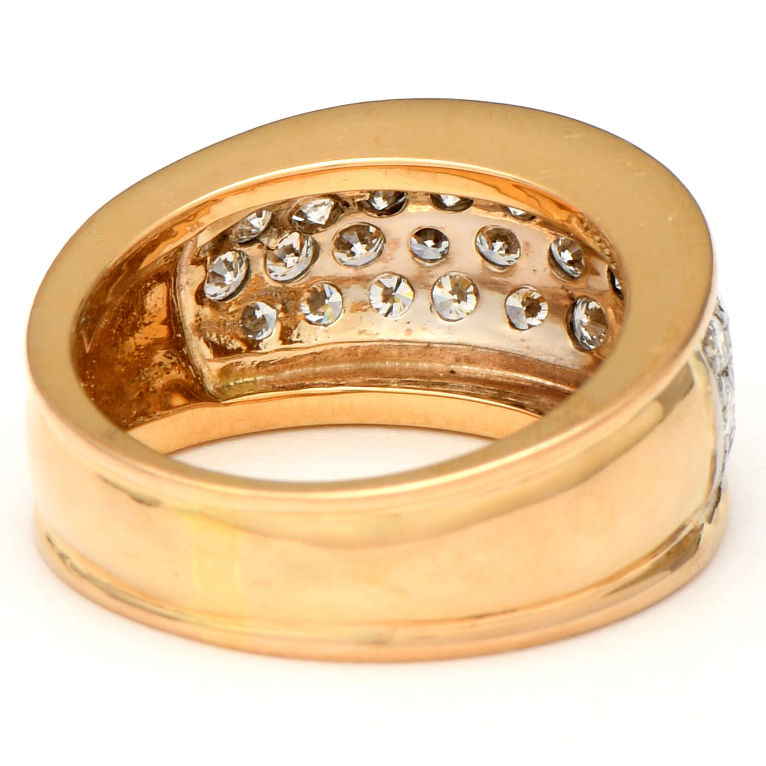 18KYW Three Row Pave Diamond(1.24) Band Ring-2