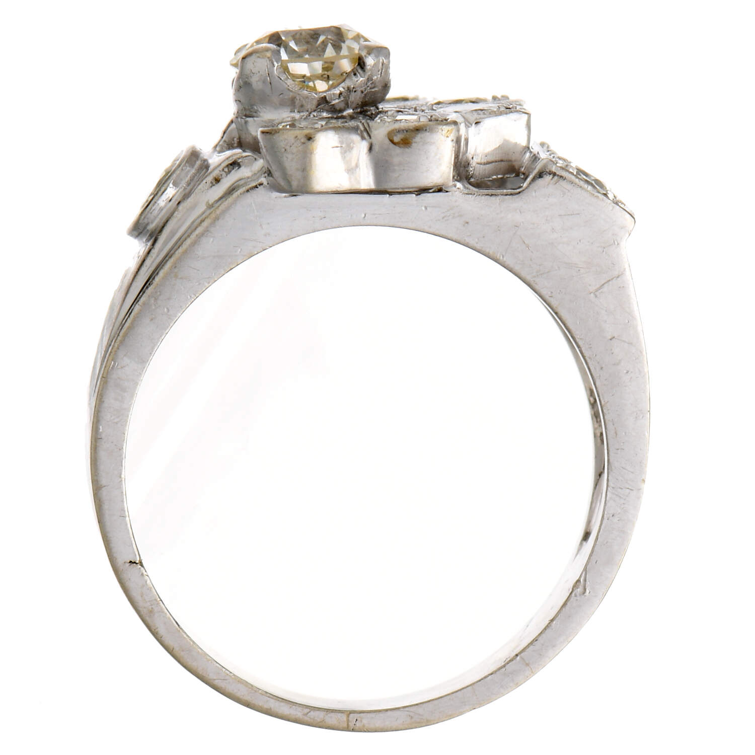 14KW Art Deco Diamond (2.13) Textured Ring-4