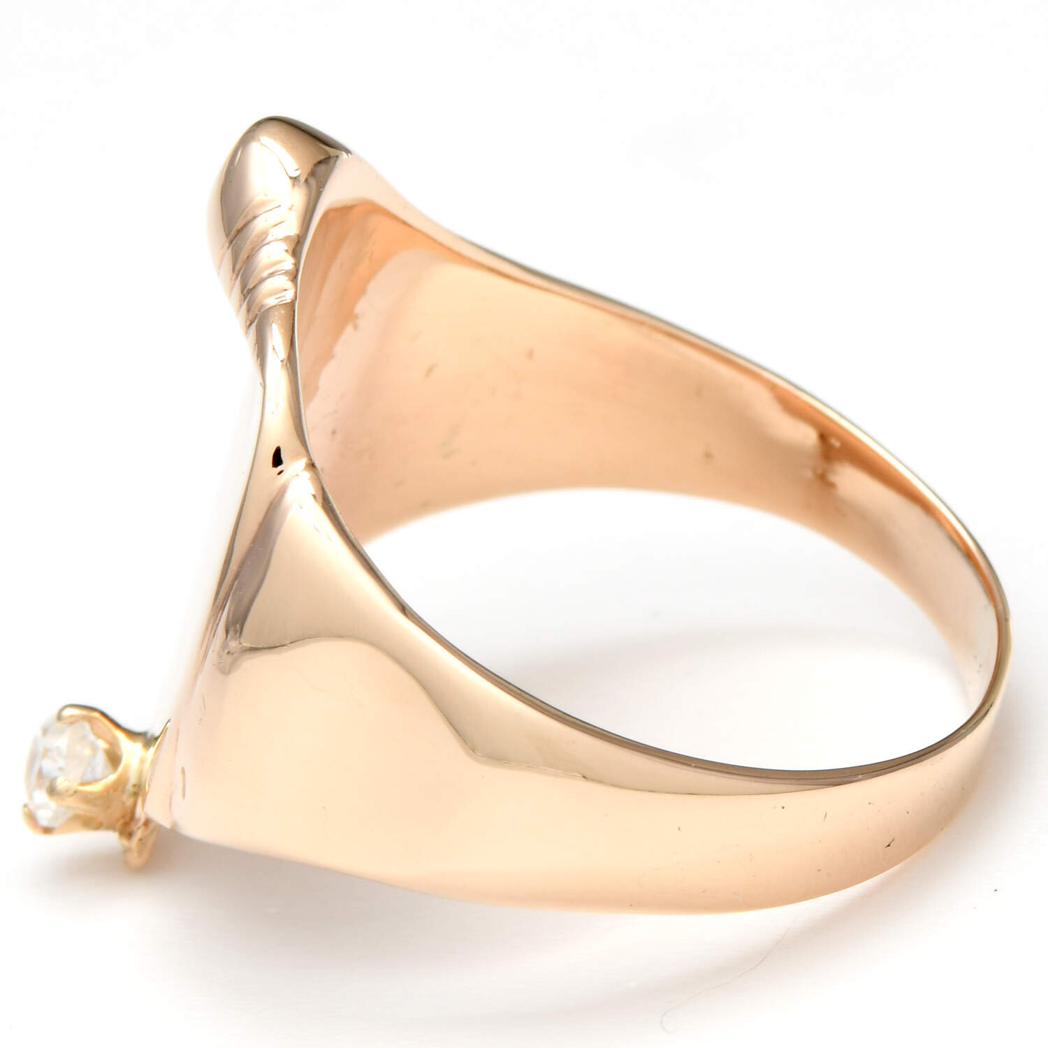 9KR Diamond(0.10) Signet Shield Ring-3