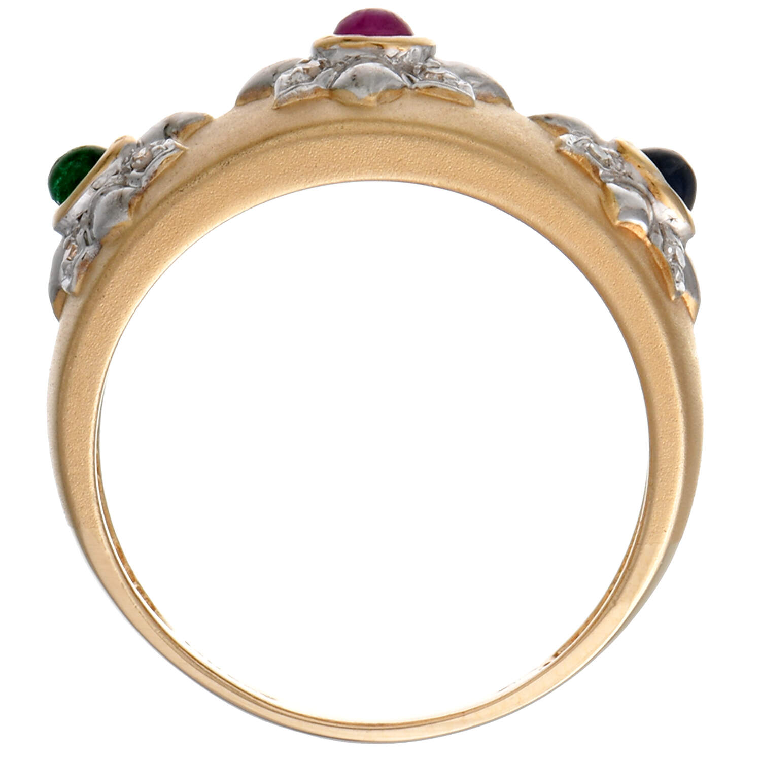 14KYW Textured Multi Gemstone & Diamond Band Ring-4