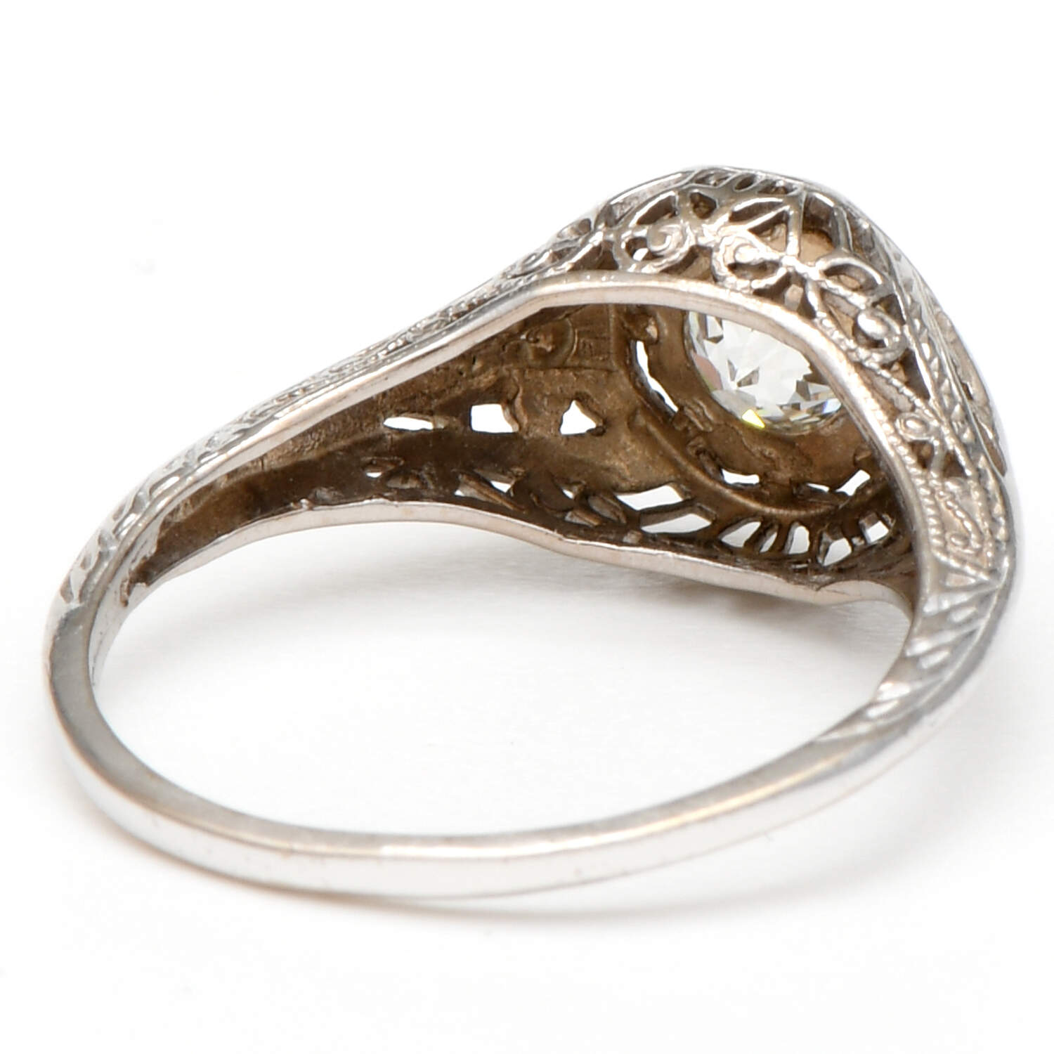 14KW Art Deco Diamond (0.55) Solitaire Filigree Ring-2