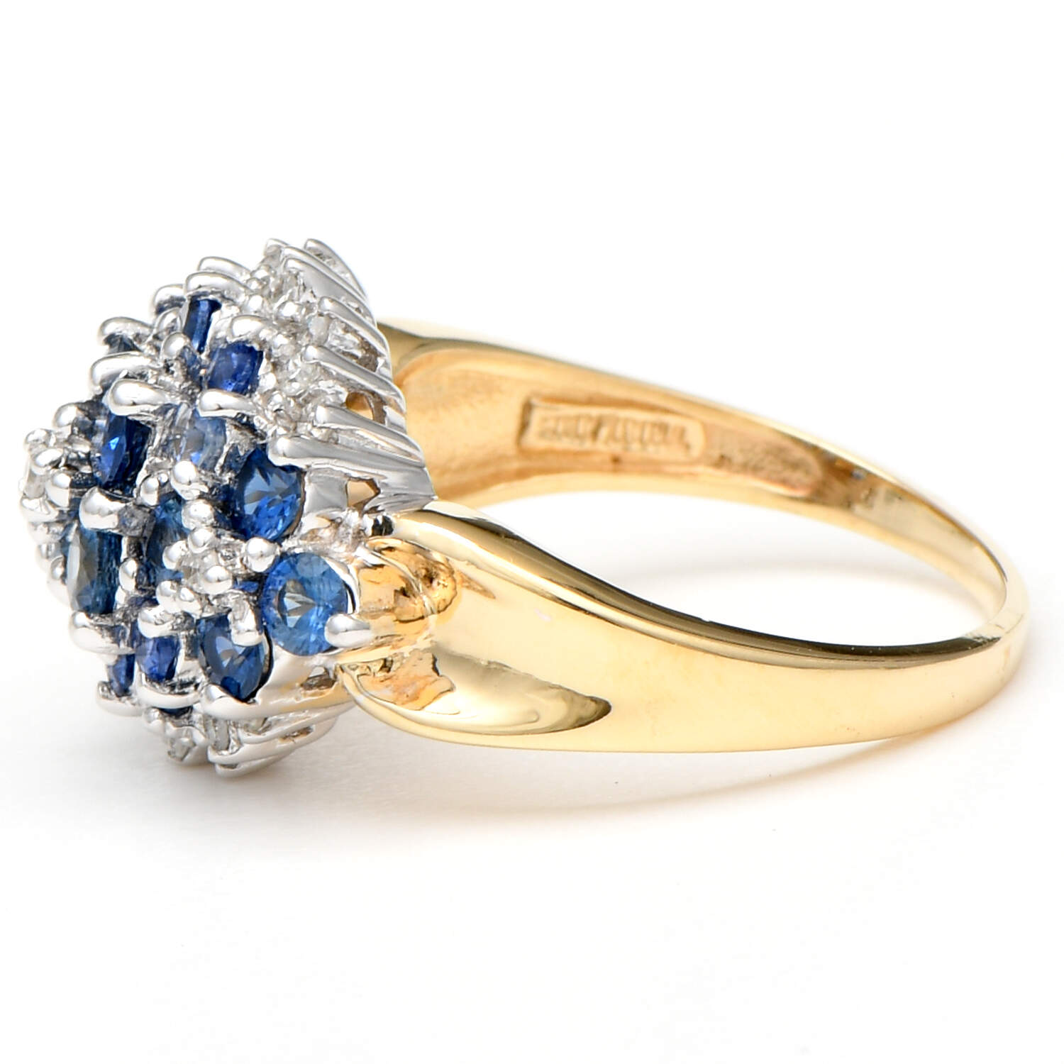 14KYW Sapphire(1.77) & Diamond(0.20) Cluster Ring-3
