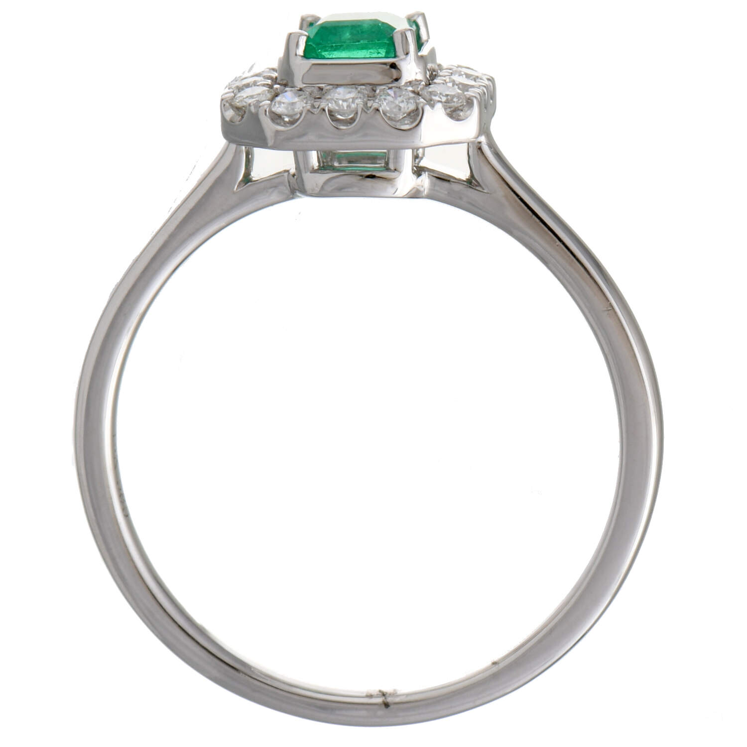 14KW Emerald(0.30) & Diamond Halo Ring-4