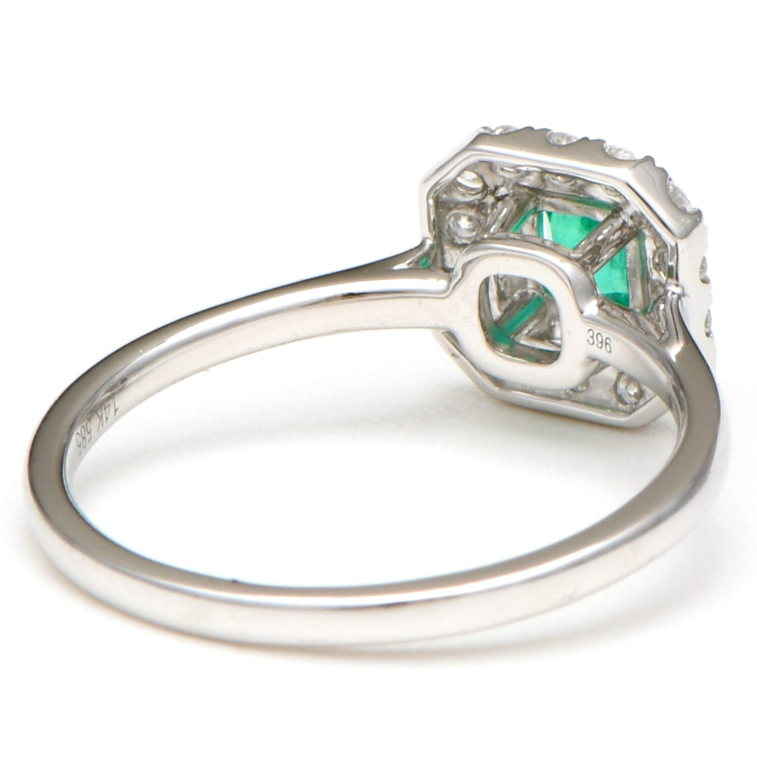 14KW Emerald(0.30) & Diamond Halo Ring-2