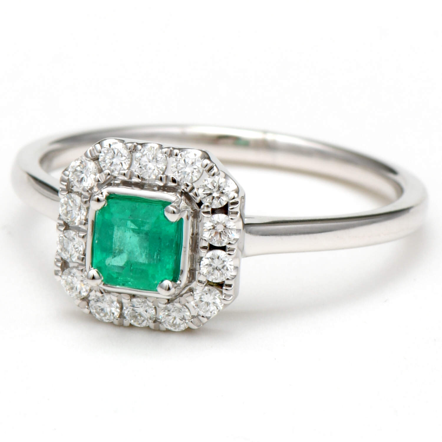 14KW Emerald(0.30) & Diamond Halo Ring-1