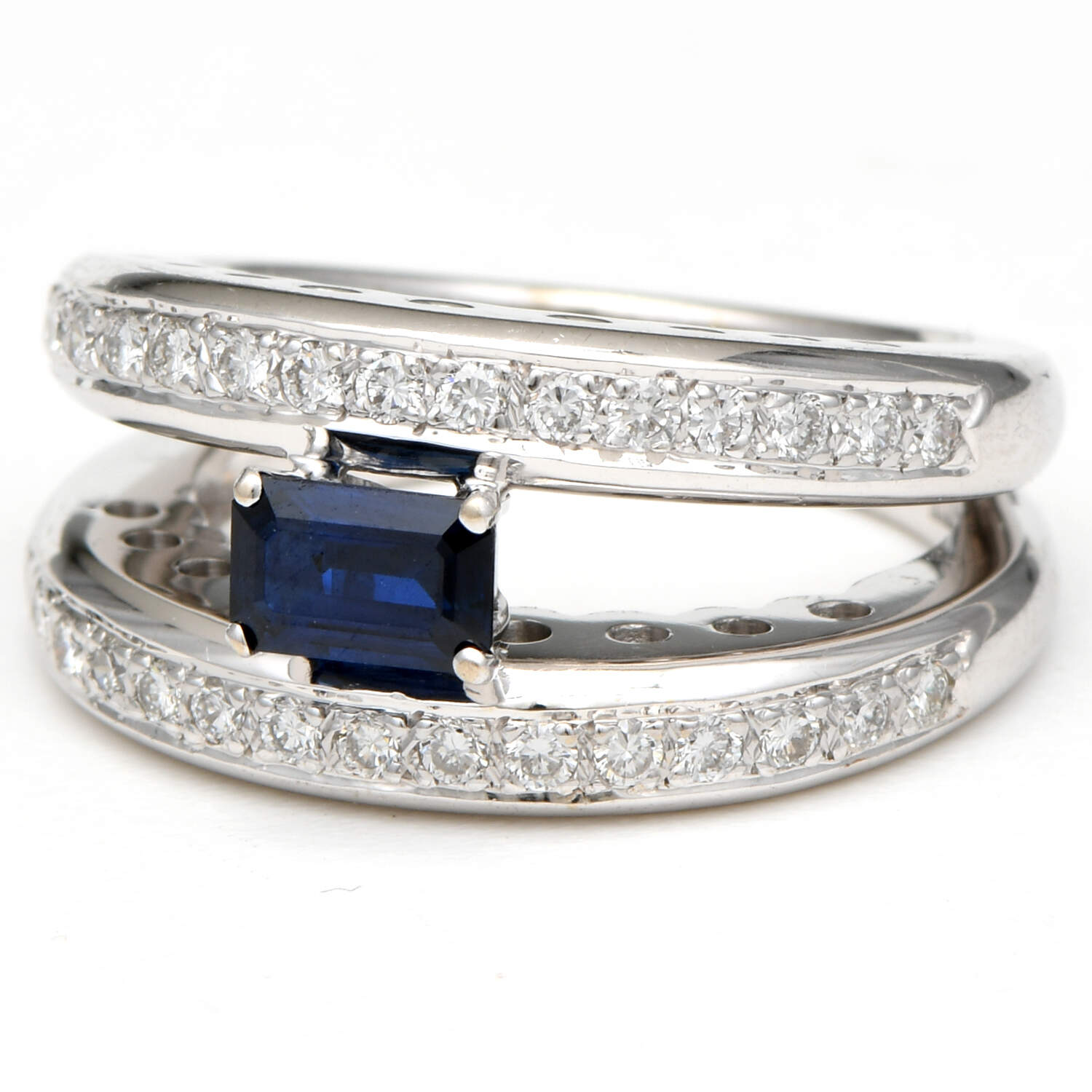 18KW Sapphire(1.19) & Diamond(0.45) Ring-1