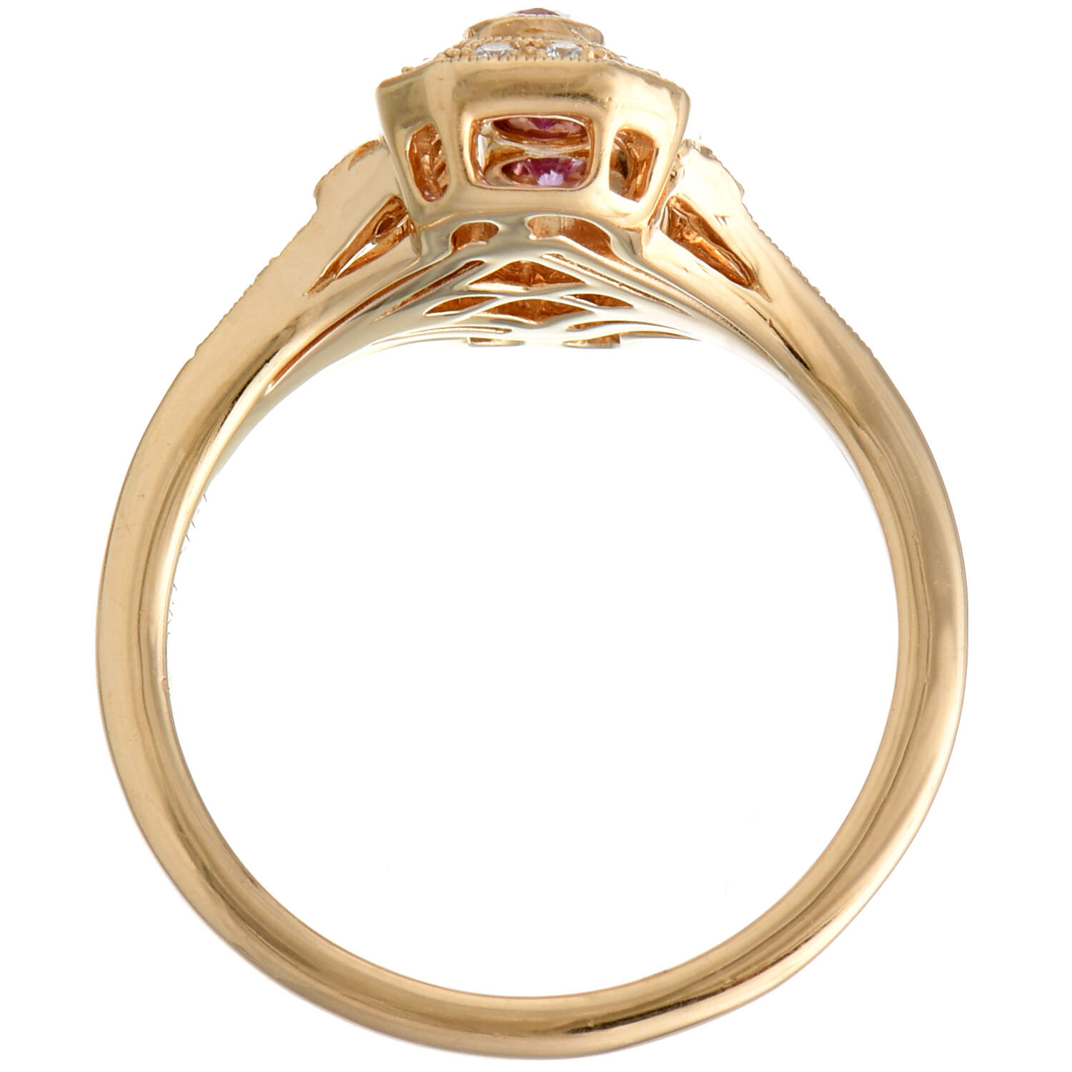 14KY Pink Sapphire(0.18) & Diamond(0.25) Ring-4