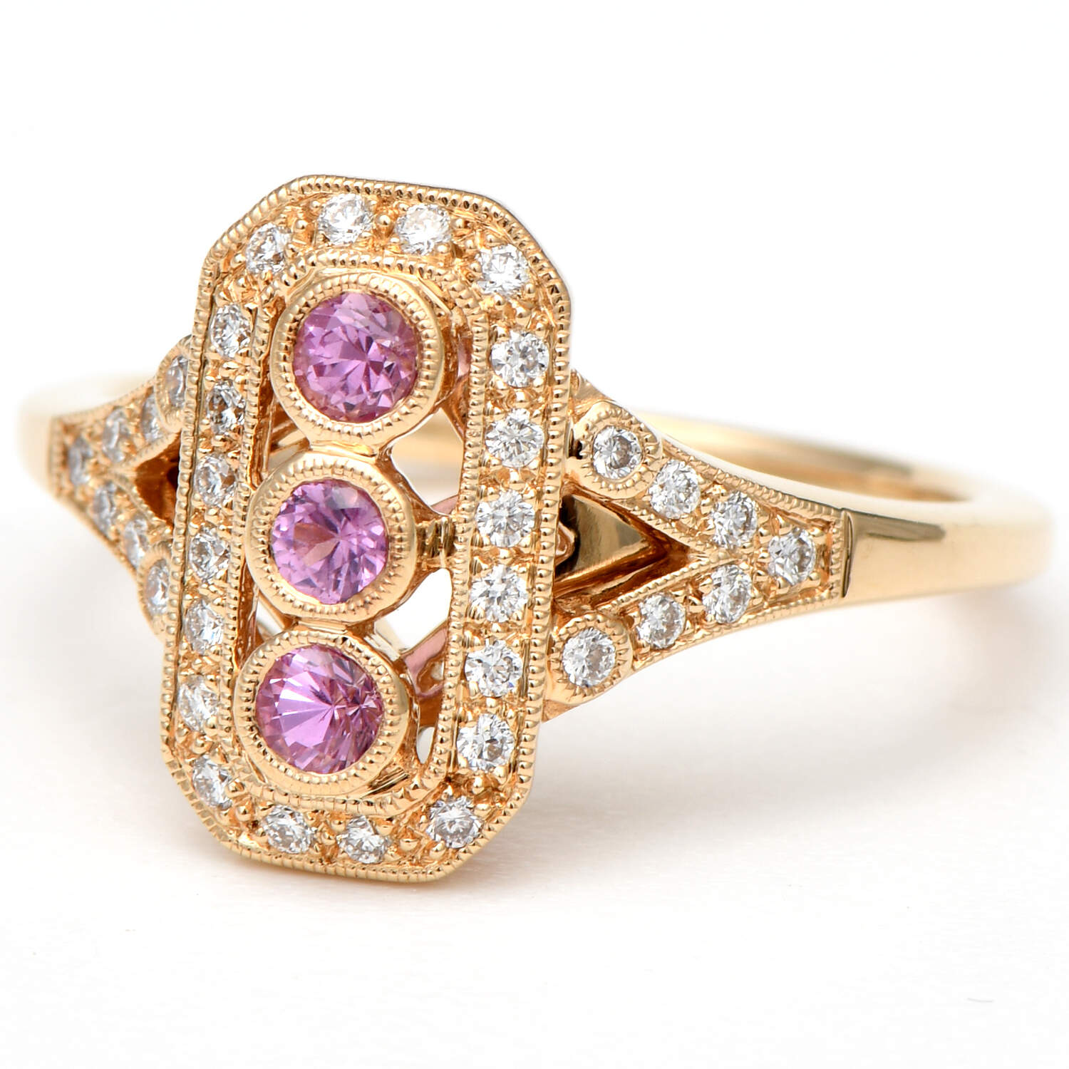 14KY Pink Sapphire(0.18) & Diamond(0.25) Ring-1